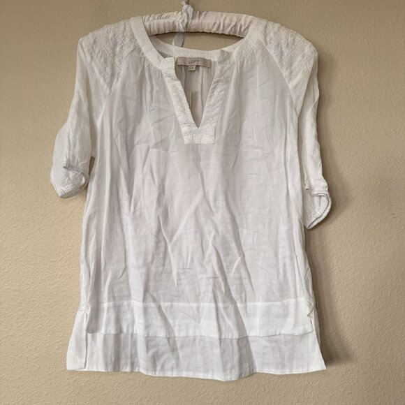 LOFT Top Womens Medium Embroidered Boho Coquette 90s Y2K V Neck Lightweight - Picture 2 of 8